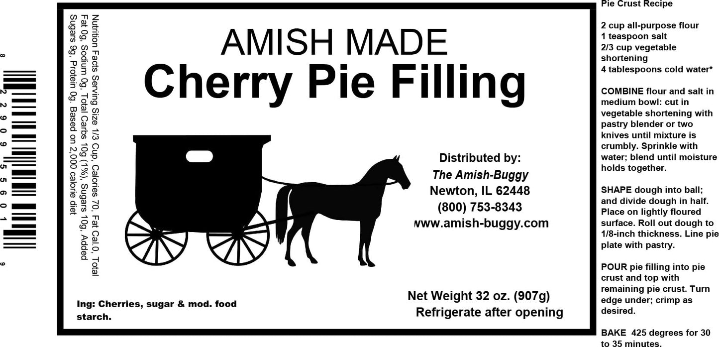 Amish Pie Filling Cherry - TWO 32 Oz Jars