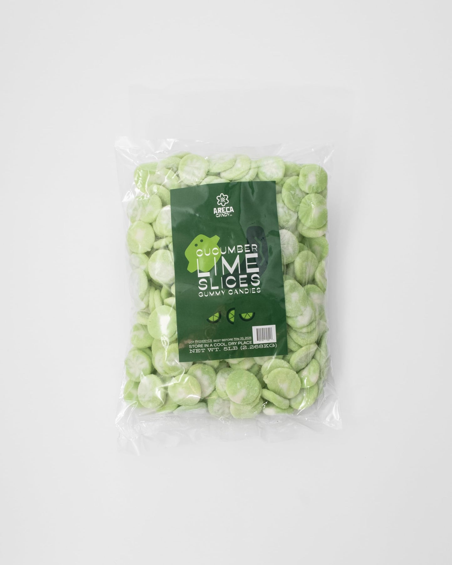Areca Candy Cucumber Lime Slice Gummies, 5 lb Bulk Bag - Soft Chewy Gummy Slice for Candy Buffets, Dessert Tables, Wedding Sweet Bars, Party Favors