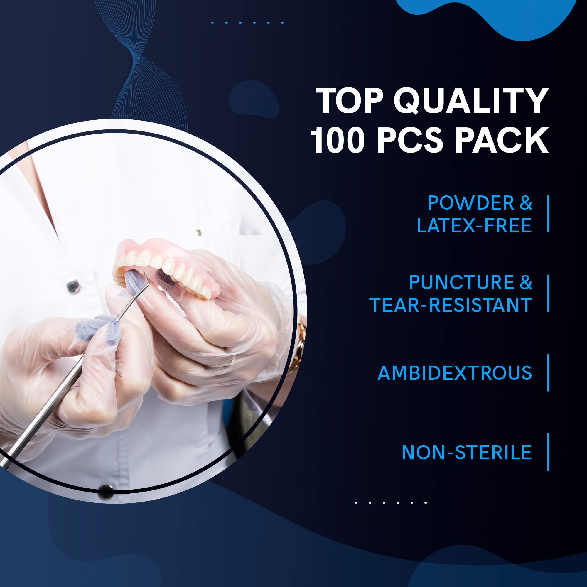 MEDD MAX Disposable Vinyl Gloves Powder Free Non Latex Allergy Free, Clear Multi-Purpose Heavy Duty Super Strength Plastic Rubber Vynil Cleaning