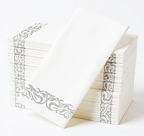 Softure 50 pack Airlaid, Linen Feel Bathroom Napkins, Soft and Absorbent Disposable Guest Towels, Cloth-Like Paper Hand Towels Decorative Napkins