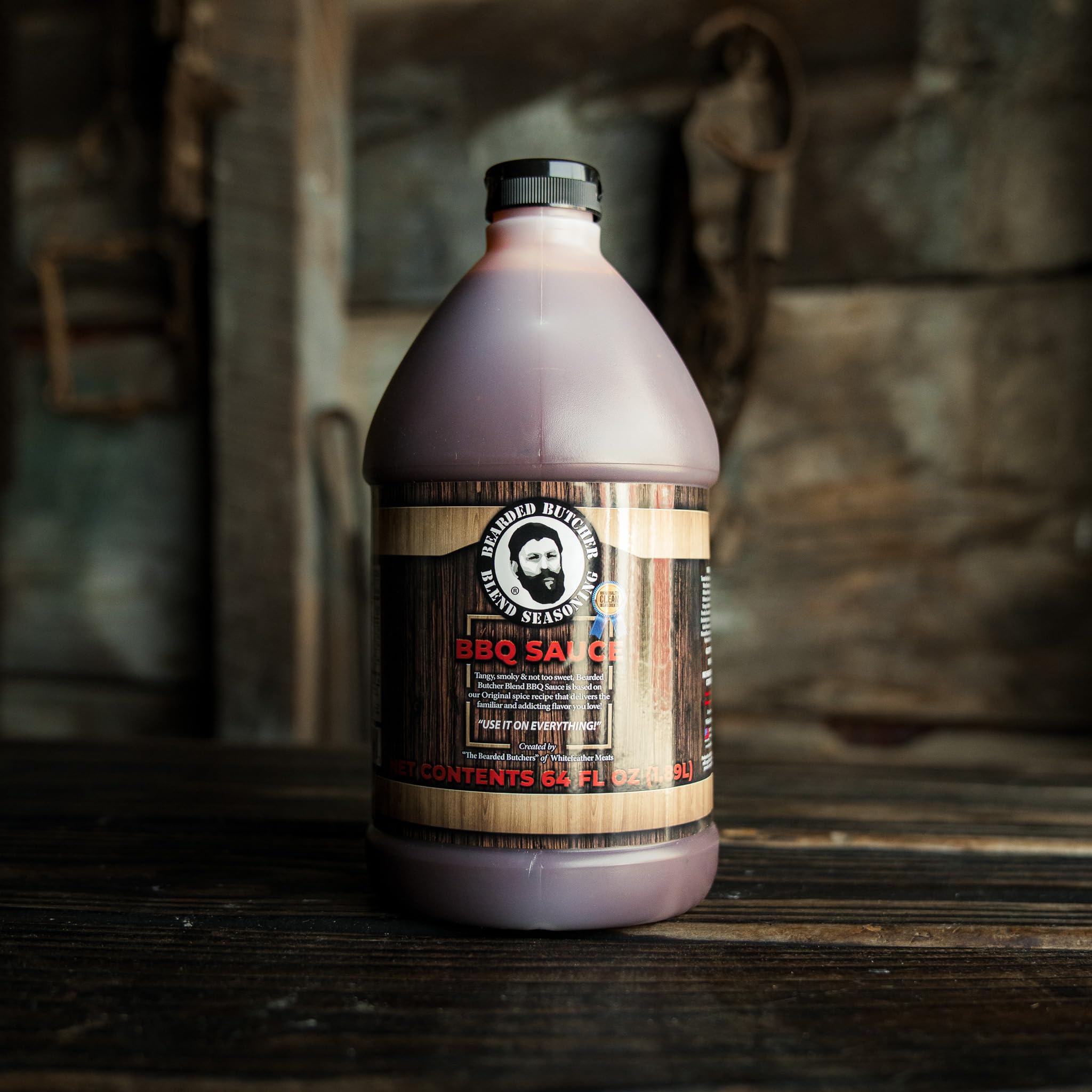Bearded Butchers BBQ Sauce 64 oz Jug - Tangy & Smoky, Original Spice, Gluten Free, No MSG, Perfect for Ribs, Brisket, Burgers, Fries, BBQ, Real