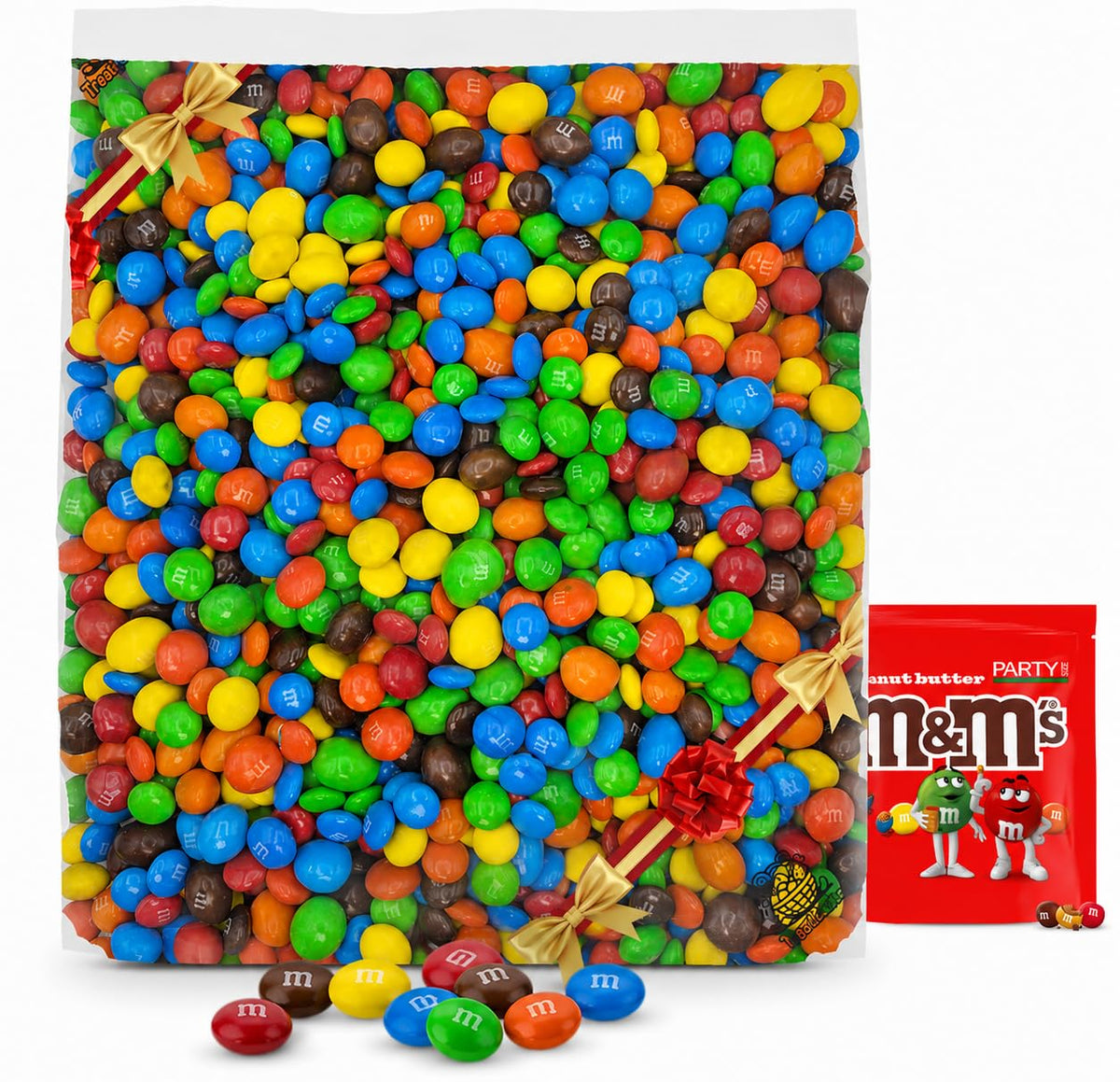 M&M Peanut Butter Chocolate Candy, Party Size 17.20 oz Resealable Bulk Bag - Roasted Peanut and Gourmet Milk Chocolate Covered Nuts, Sweet Snacks