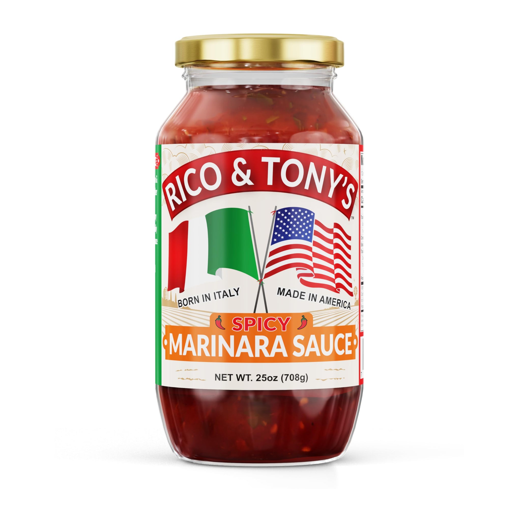 RICO & TONY's Spicy Marinara Sauce - Authentic Italian Tomato Pasta Sauce, All Natural, No Added Sugar, Vegan, Low Carb, Keto Friendly, Bold Flavor