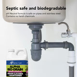 ALPHA BIO-DRAIN - Enzyme-Based Maintenance to Help Prevent Clogs and Reduce Odors from Pet Waste, Grease, Hair in Drains and Septic Systems - ½ Gallon