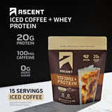 Ascent Iced Coffee Protein Powder - High Protein Coffee Powder, 20 g Protein & 100 mg Caffeine from Premium Colombian Coffee, Zero Artificial Flavors