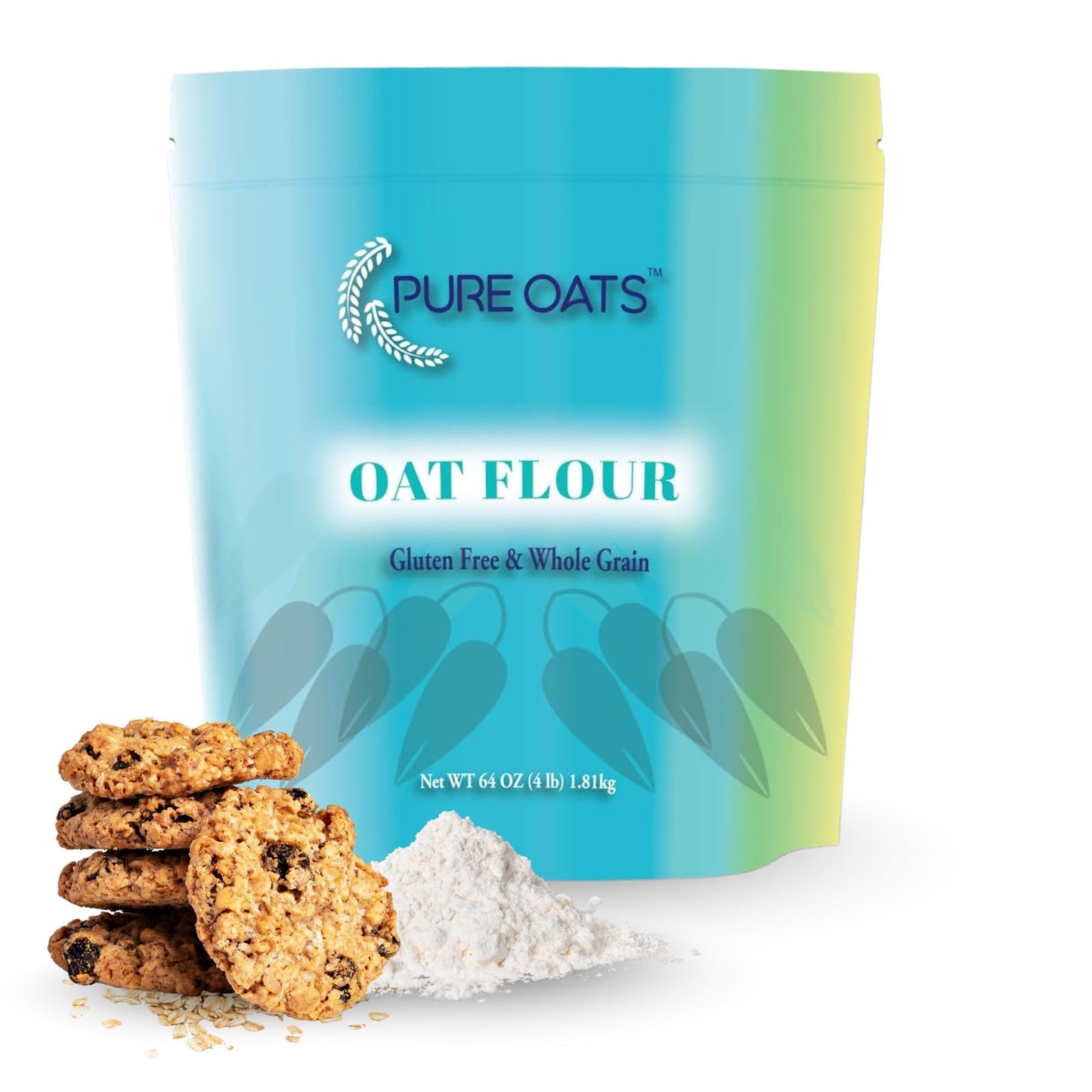 PureOats Gluten Free Oat Flour (4Lb Bag) 100% Whole Grain, Vegan, Allergen Free for Healthy breakfast and more