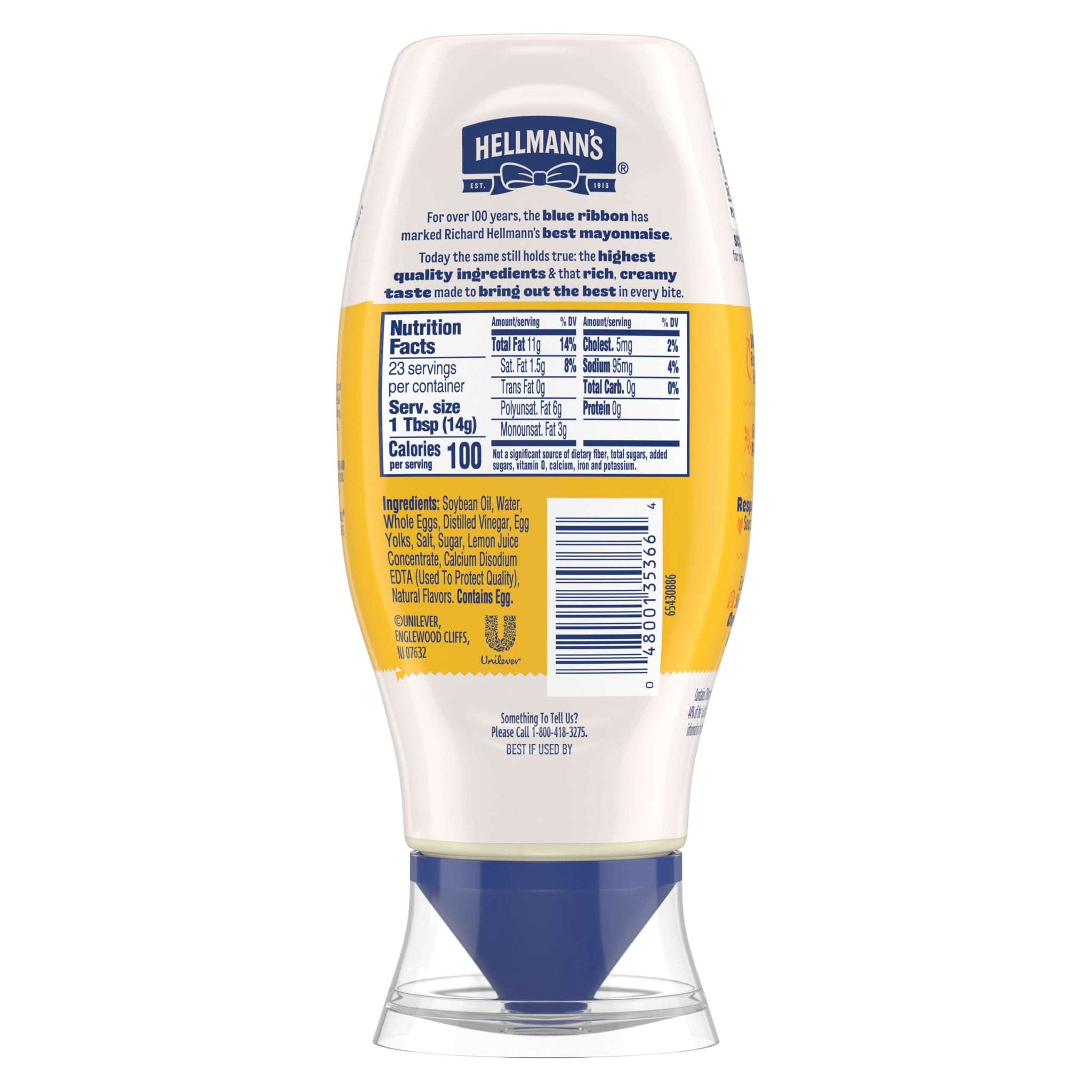 Hellmann's Real Mayonnaise Real Mayo Squeeze Bottle For a Creamy Sandwich Spread or Condiment Gluten Free, Made With 100% Cage-Free Eggs 11.5 oz