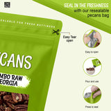 Oh! Nuts Pecans Halves & Wholes - Raw - 100% Natural - 2 lb - Raw Georgia Pecans - Packed in New York Zip-Seal Bag for Exceptional Freshness