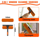 16FT Reach Window Squeegee Kit with Extension Pole, 2-in-1 Professional Washer for High Windows, 3-12FT Adjustable Reach, Rotatable Head for Indoor