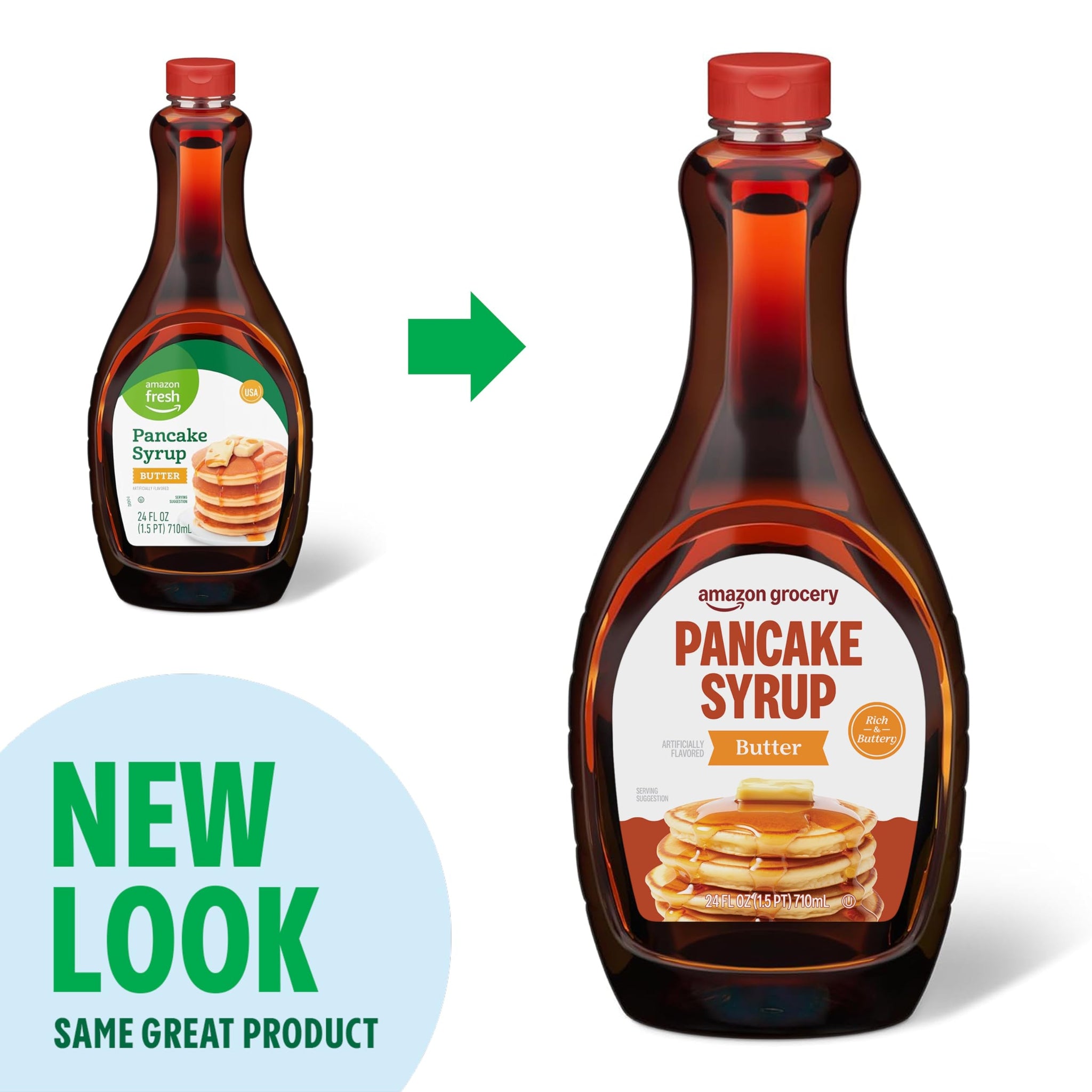 Amazon Grocery, Butter Flavor Pancake Syrup, 24 Fl Oz