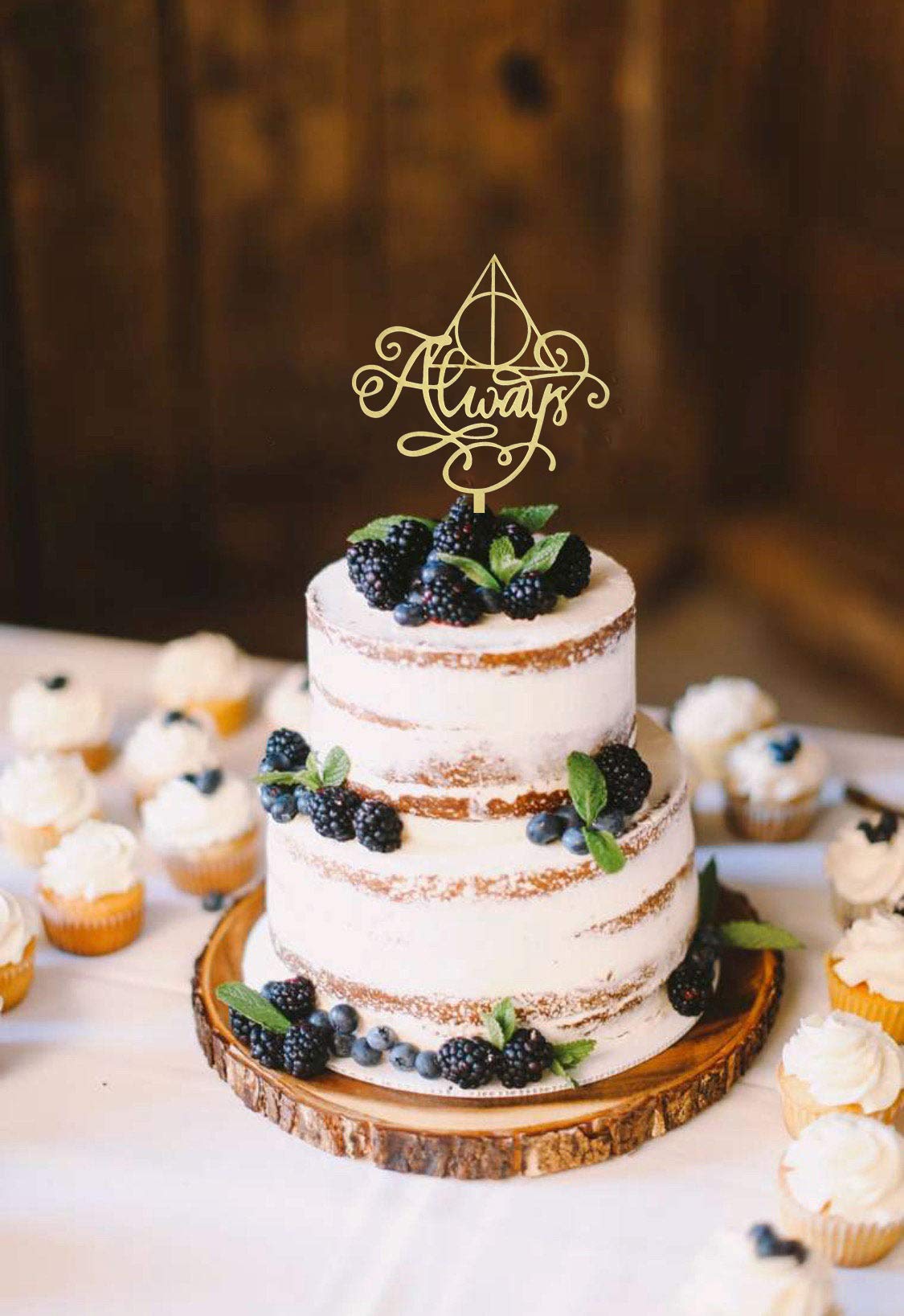 Always Cake Topper Wood, Cake Topper for a Wedding/Engagement/Anniversary/Bridal Shower Party Decorations, Harry Potter Theme Party Decorations
