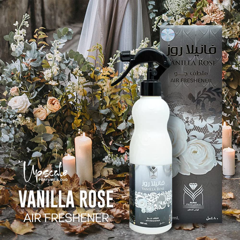 ††† Upscale Perrfume & Oud co. Vanilla Rose Air Freshener - 480ML 16.9FL.OZ of Fabric spray - Natural Aged Oud Scent - Odor Fighting Room Spray - long