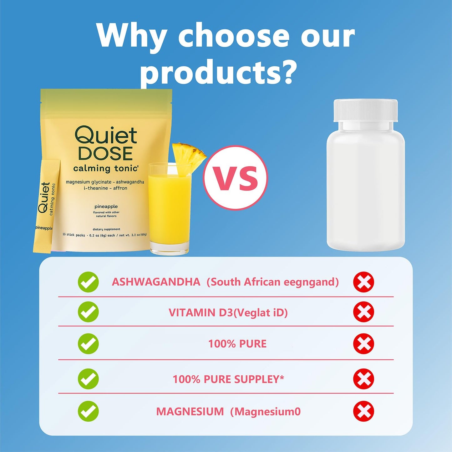 Quiet Dose Drink, Calming Relaxation Beverage, with L-Theanine, Affron, Magnesium Glycinate & Ashwagandha, Stress Relief & Sleep Support, Non-Gmo