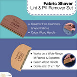 Cashmere Pill Remover Comb & Multi Fabric Shaver Depilling Sweater Fuzz Comb Set (Cedar & Beech Wood) Wool Pilling Remover for Delicate Clothing