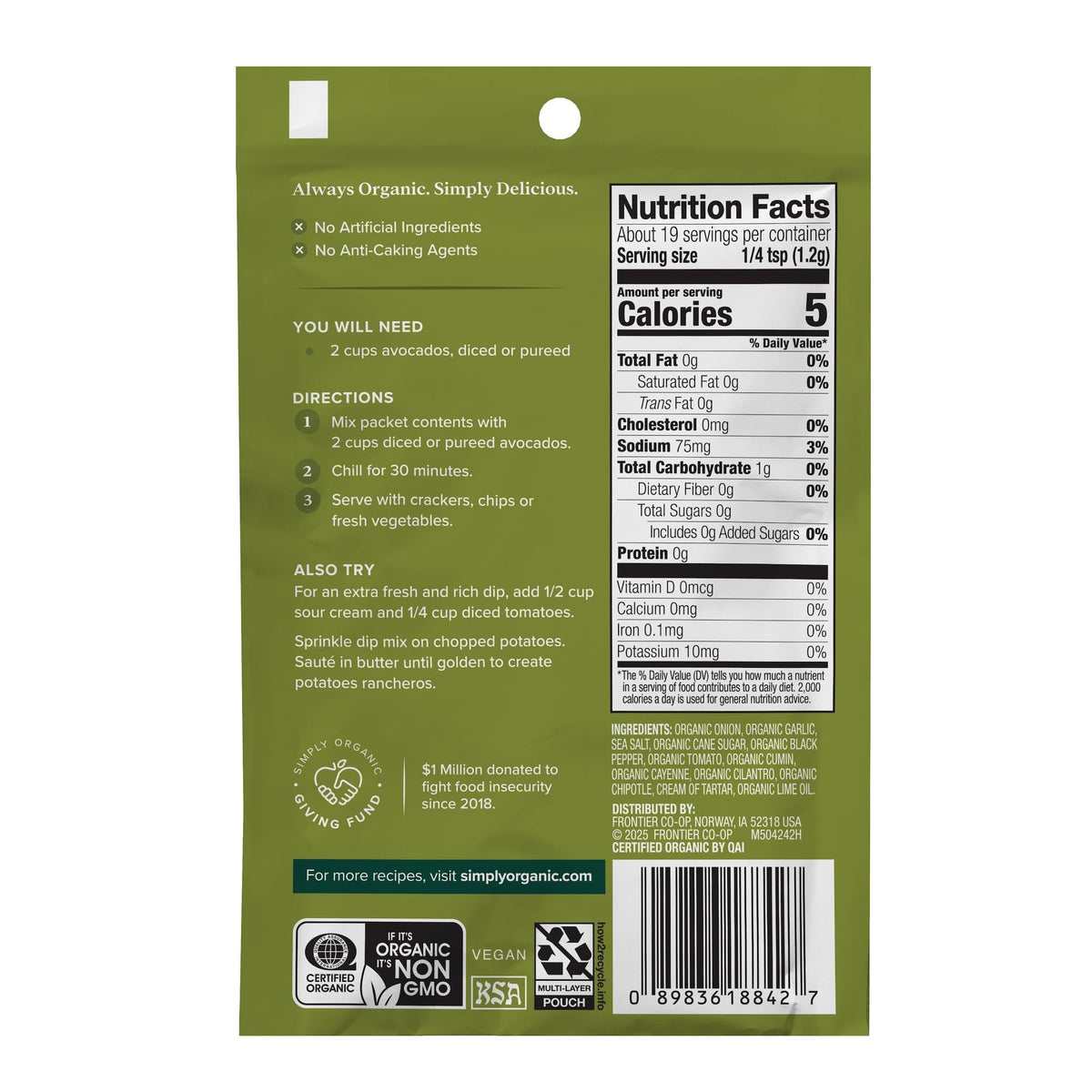 Simply Organic Guacamole Dip Mix - 0.8 oz, 12 Count (Pack of 1)