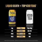 Liquid Death Iced Tea - Classic Variety, Less Sugar*, Boost of Caffeine, B Vitamins, No Artificial Sweeteners, 4 Flavors: Tea/Lemonade, Unsweet