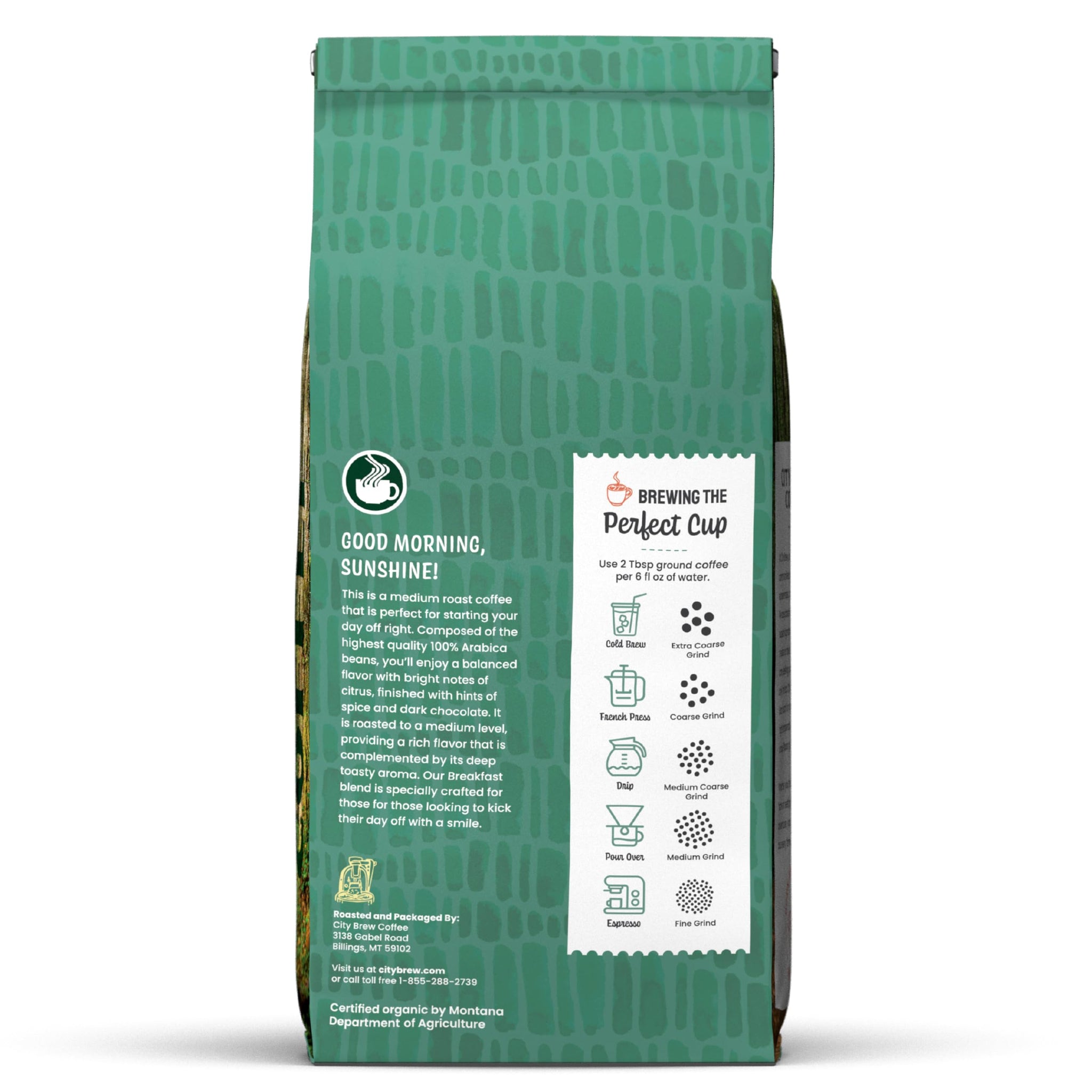 City Brew Organic Breakfast Blend - Medium Roast Ground Coffee - 12 oz