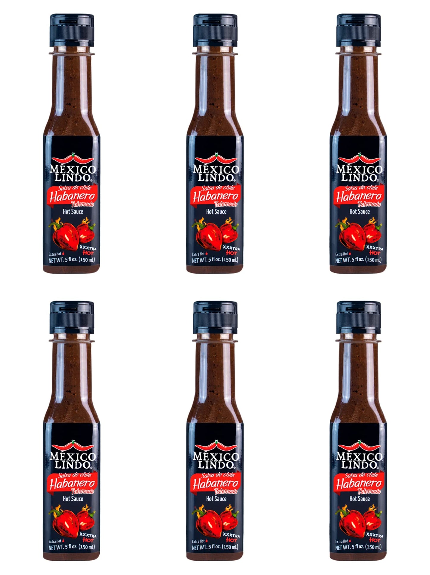 Mexico Lindo Habanero Hot Sauce Xxxtra Hot | 83,200 Scoville Level | Mix of Habanero, Tatemados & Spices | Perfect for Quesadillas, Soups & Nachos | 5