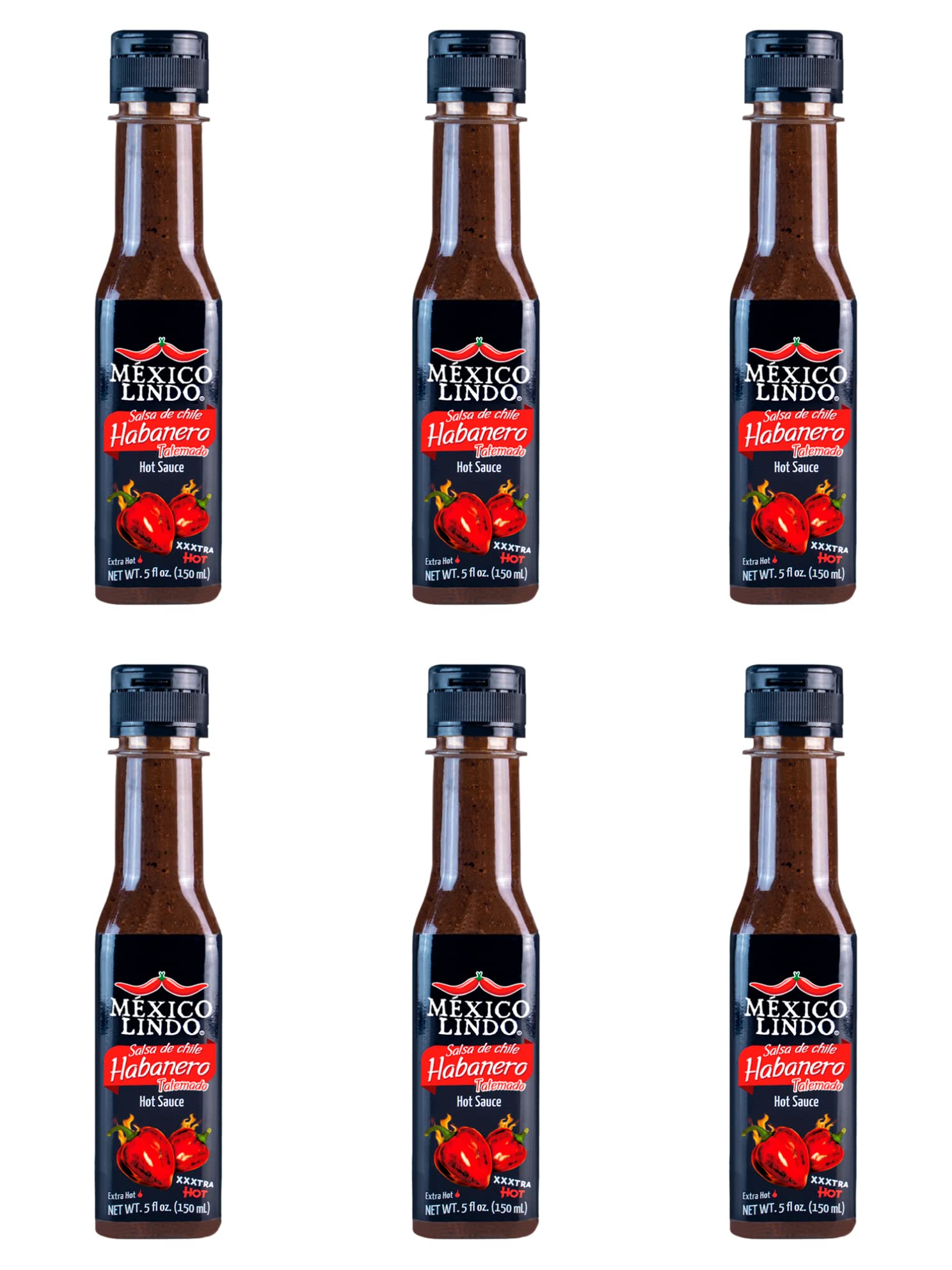 Mexico Lindo Habanero Hot Sauce Xxxtra Hot | 83,200 Scoville Level | Mix of Habanero, Tatemados & Spices | Perfect for Quesadillas, Soups & Nachos | 5