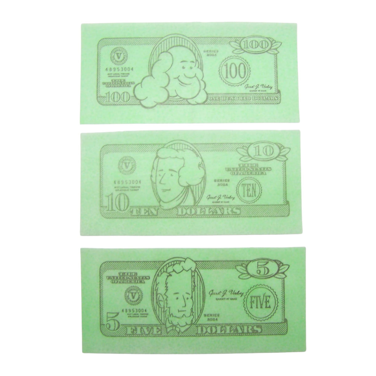 Edible Money Candy, Green Bills in Individual Packs, Fun Novelty Candy for Parties, Gifts, Birthdays, Holidays & Prize Boxes, 4-Pack