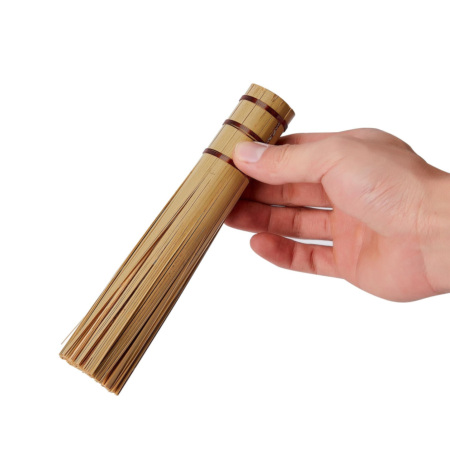 Bamboo Kitchen Wok Brush, 12 Inches Cleaning Whisk, Pot Scraper Scrubber for Cooking Skillet, 2 Pack