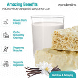 Wonderslim High Fiber Protein Bars, Fluffy Vanilla Crisp | 15g Protein, 6g Fiber | Low Sugar, Low Carb | Healthy Indulgence | Satisfying, Supports