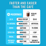 Premium All-Natural Vanilla Flavored Instant Coffee Cold Brew Latte Mix - 8 Servings - High Caffeine, Rich & Flavorful, Gluten-Free, Convenient |