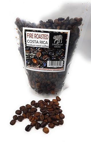 Jungle Cat Cacao - Fire Roasted Costa Rican Coffee - Medium Roast - Whole Bean - Rich and Smooth Flavor - Roasted Over Open Flame - 5.5oz.