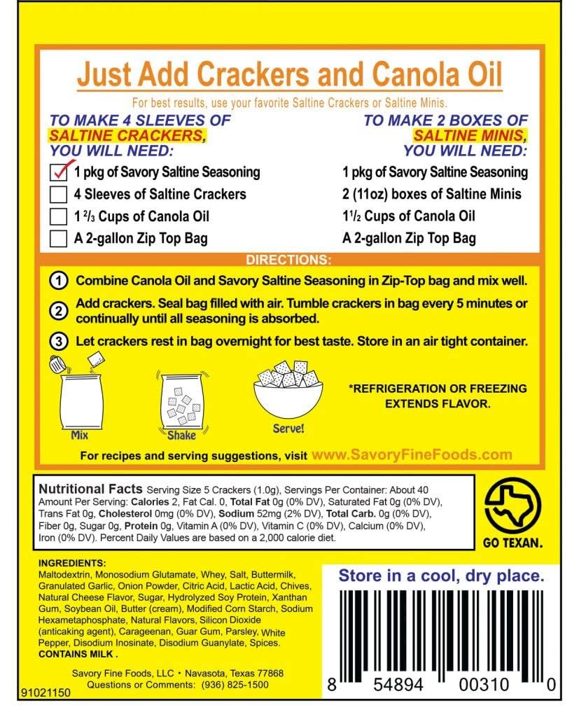 Savory Saltine Seasoning, 1.4 Ounce, Sweet Bar-B-Q, 4 Pack