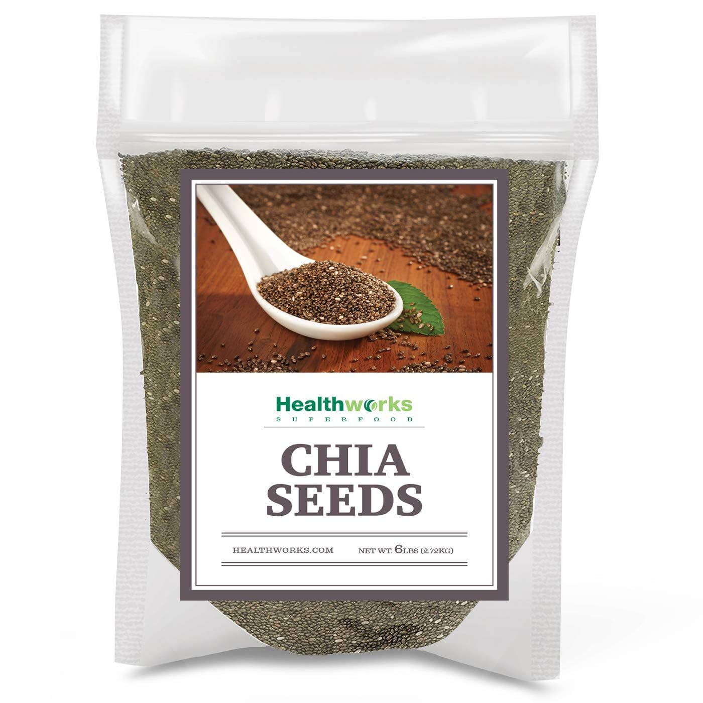 Healthworks Superfoods Raw Chia Seeds - 96 Oz / 6 Lbs - Premium & All-Natural - Contains Omega 3, Fiber & Protein - Great with Shakes, Smoothies