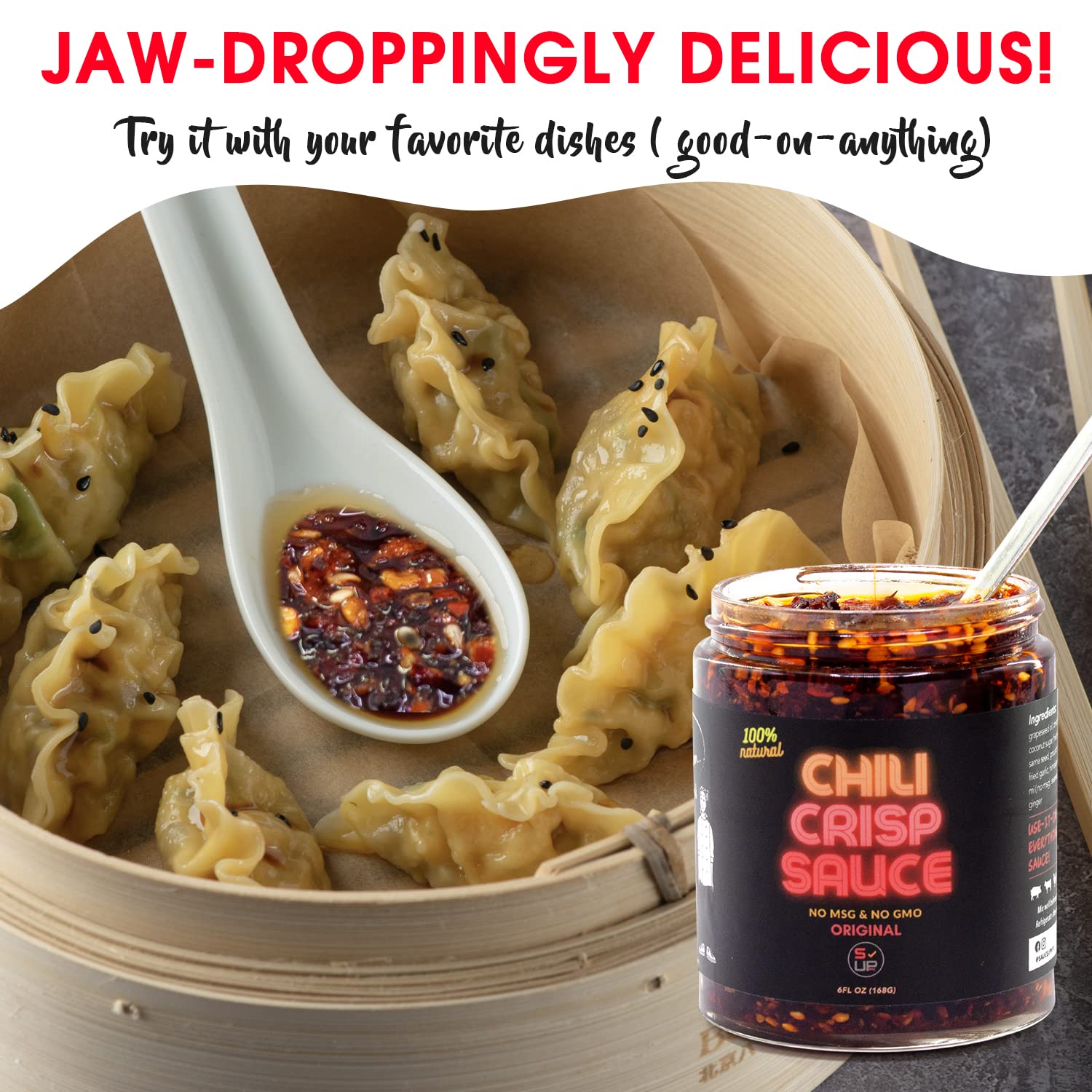 SAUCE UP Extra Spicy Chili Crisp Sauce - 2 Pack (6oz Each) | Spicy, Savory, Sweet & Crunchy Umami Chili Oil | 13+ Superfoods | Vegan, Keto
