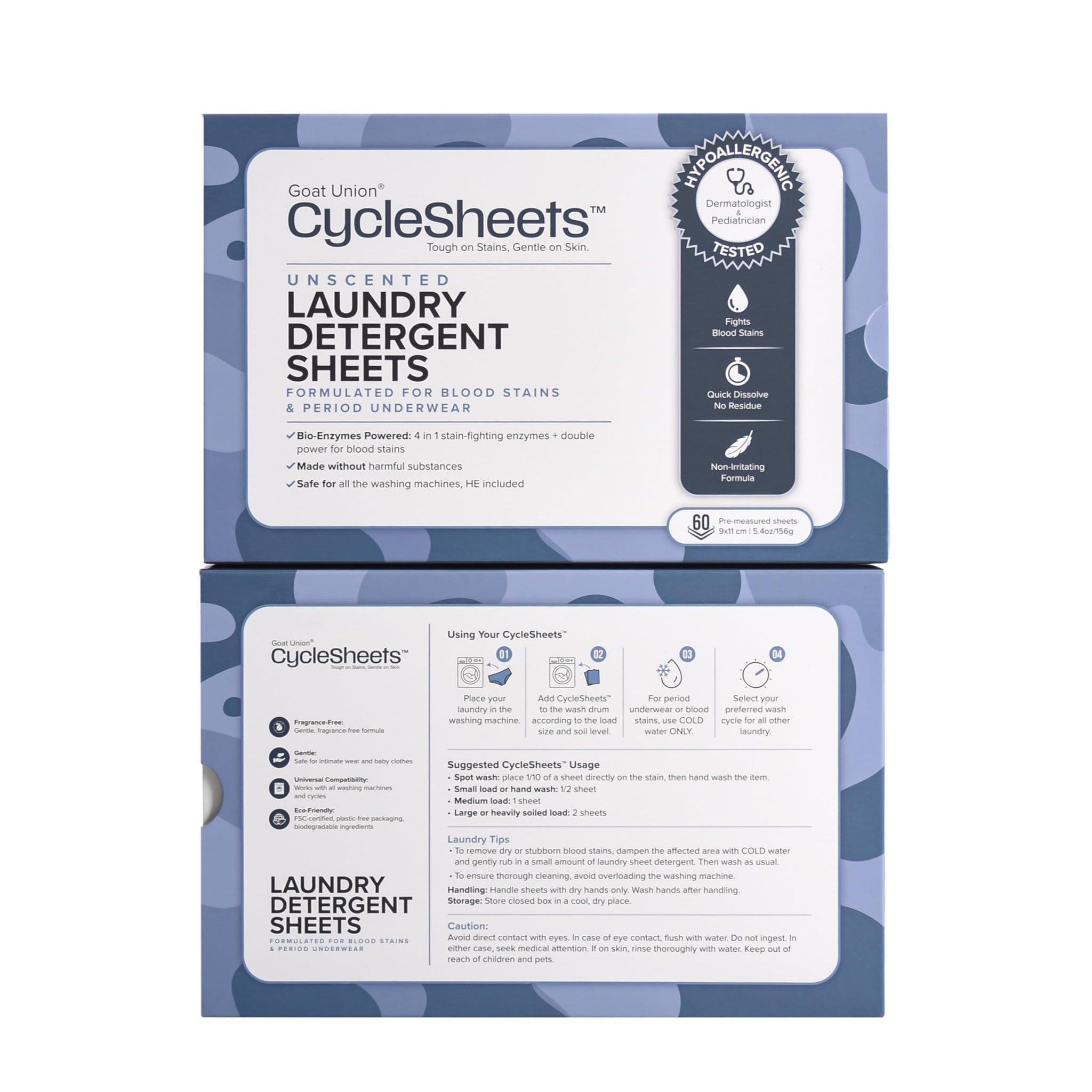 Goat Union CycleSheets Fragrance-Free Laundry Detergent Sheets | Dermatologist & Pediatrician Tested | Bio-Based Enzymes | Hypoallergenic, Gentle on