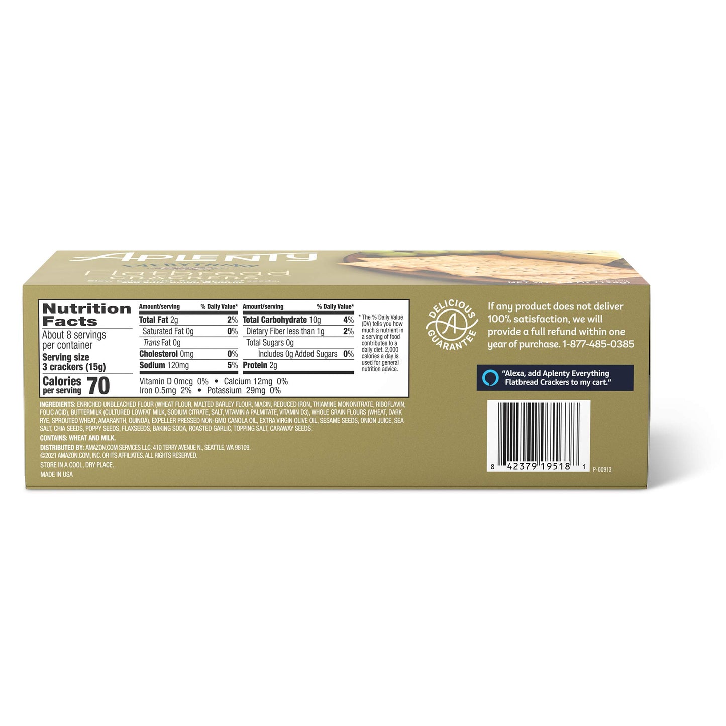 Aplenty, Everything Flatbread Crackers, 4.4 oz