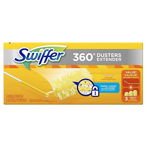 Swiffer 360 Degree Dusters Extender Handle Cleaner 2 Piece Starter Kit (Pack of 4)