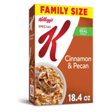 Special K Breakfast Cereal, 11 Vitamins and Minerals, Made with Real Pecans, Family Size, Cinnamon and Pecan, 18.4oz Box (1 Box)