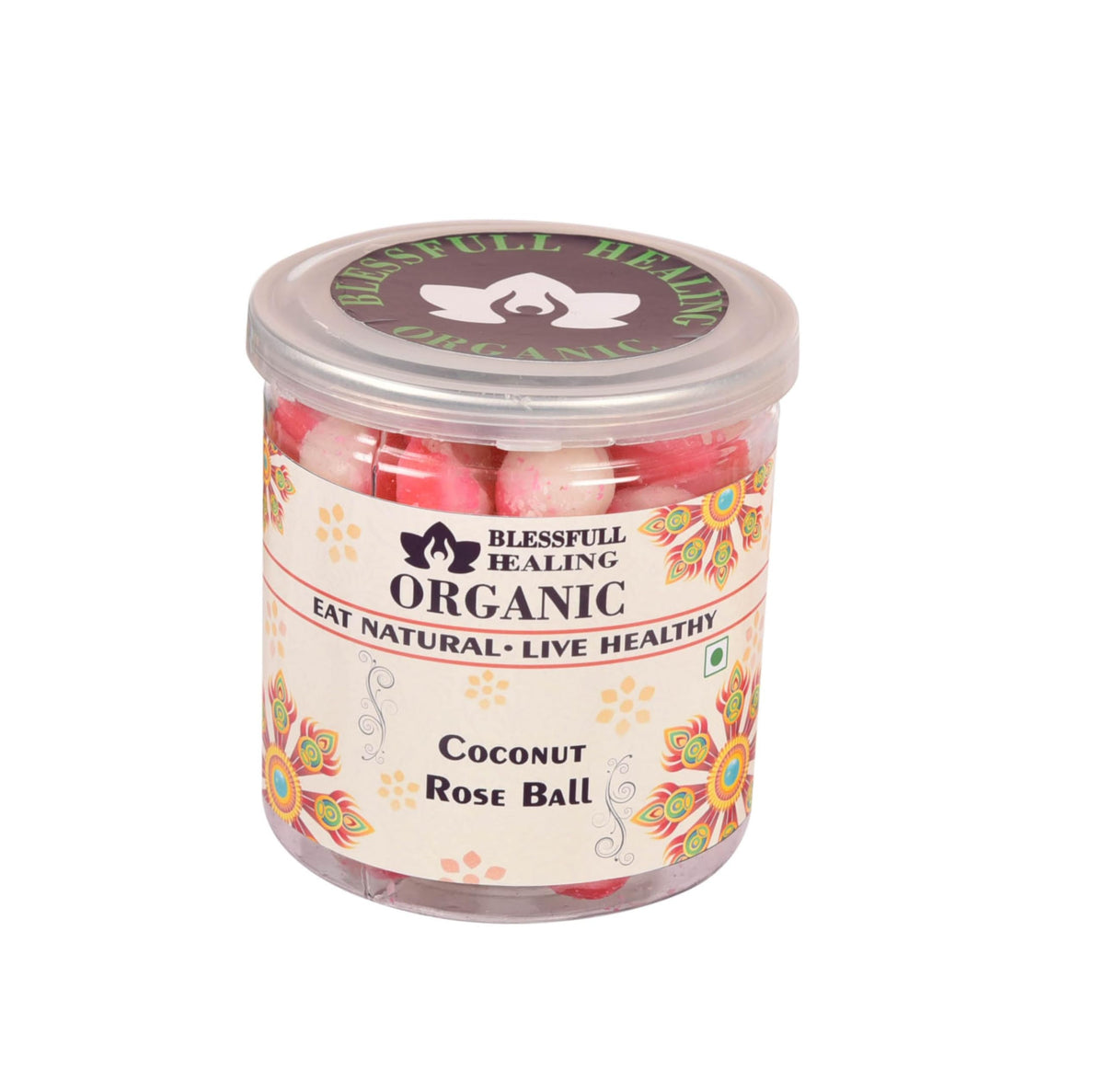 Blessfull Healing Organic Coconut Rose Ball 300 Gram Airtight Container