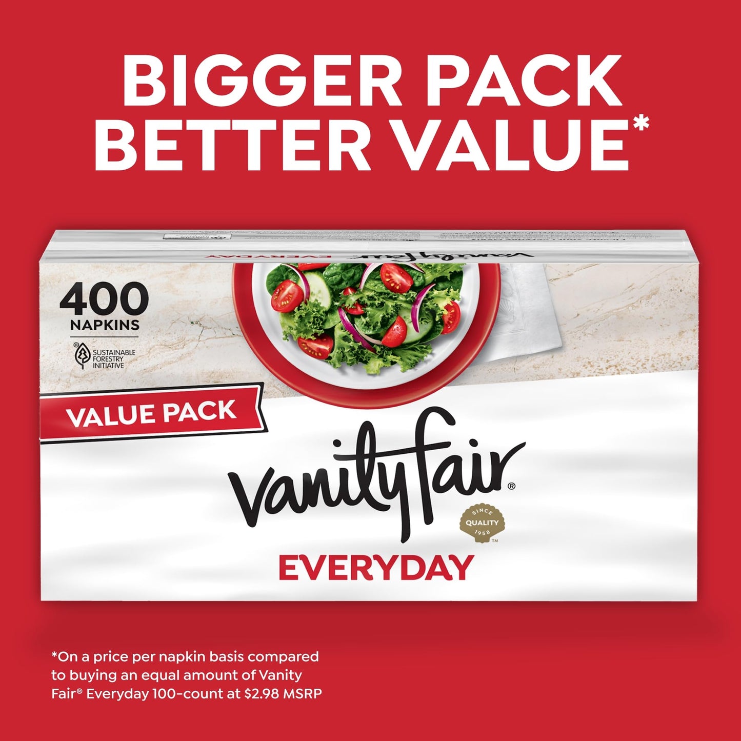 Vanity Fair Everyday Paper Napkins, 400 Count, Disposable Napkins Made Soft And Smooth For Everyday Meals