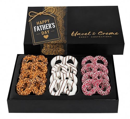Father's Day Pretzel Gift Basket - Kosher Chocolate Covered Pretzels - Gourmet Basket Filler - Anniversary, Corporate, Birthday, Holiday, Employee