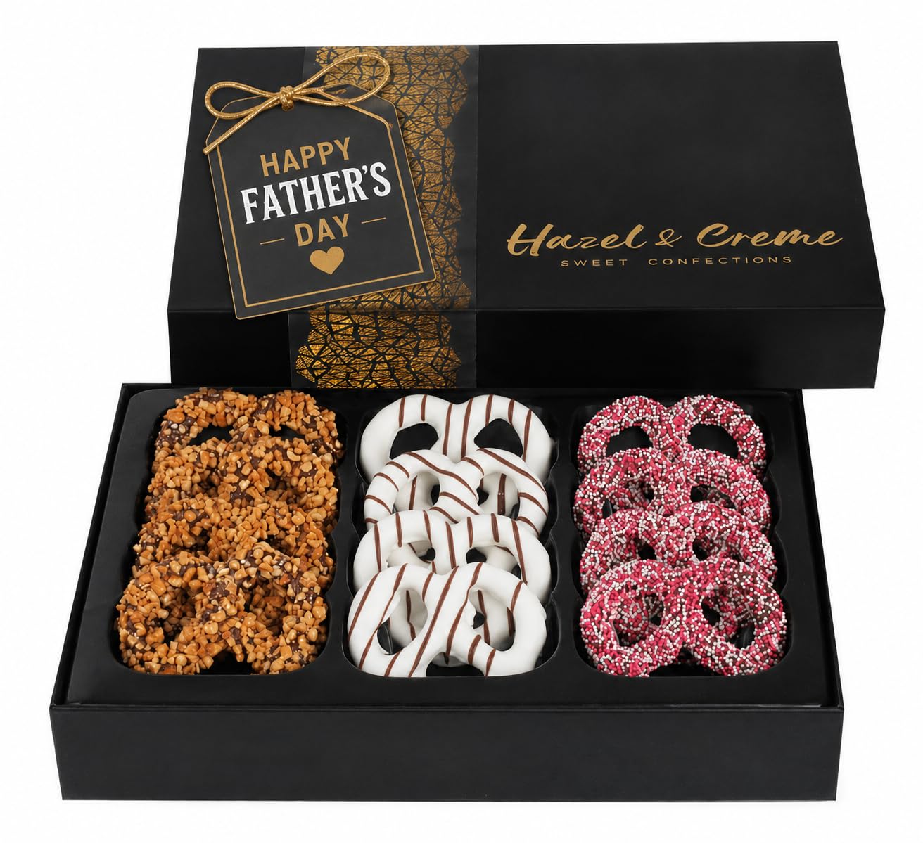 Father's Day Pretzel Gift Basket - Kosher Chocolate Covered Pretzels - Gourmet Basket Filler - Anniversary, Corporate, Birthday, Holiday, Employee