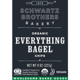 Everything Bagel Chips NY Style Bagel Crisps. Organic, Vegan, Kosher. From the artisans of Schwartz Brothers Bakery. Baked Fresh. Twice Baked. 8 ounce