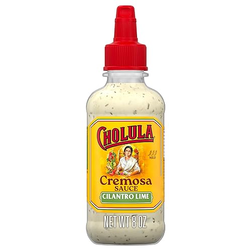 Cholula Cremosa Sauce, Cilantro Lime, Mild Heat, Creamy Squeezable Topping for Tacos, Enchiladas, Soup, Tostadas, Eggs and More, 8 fl oz