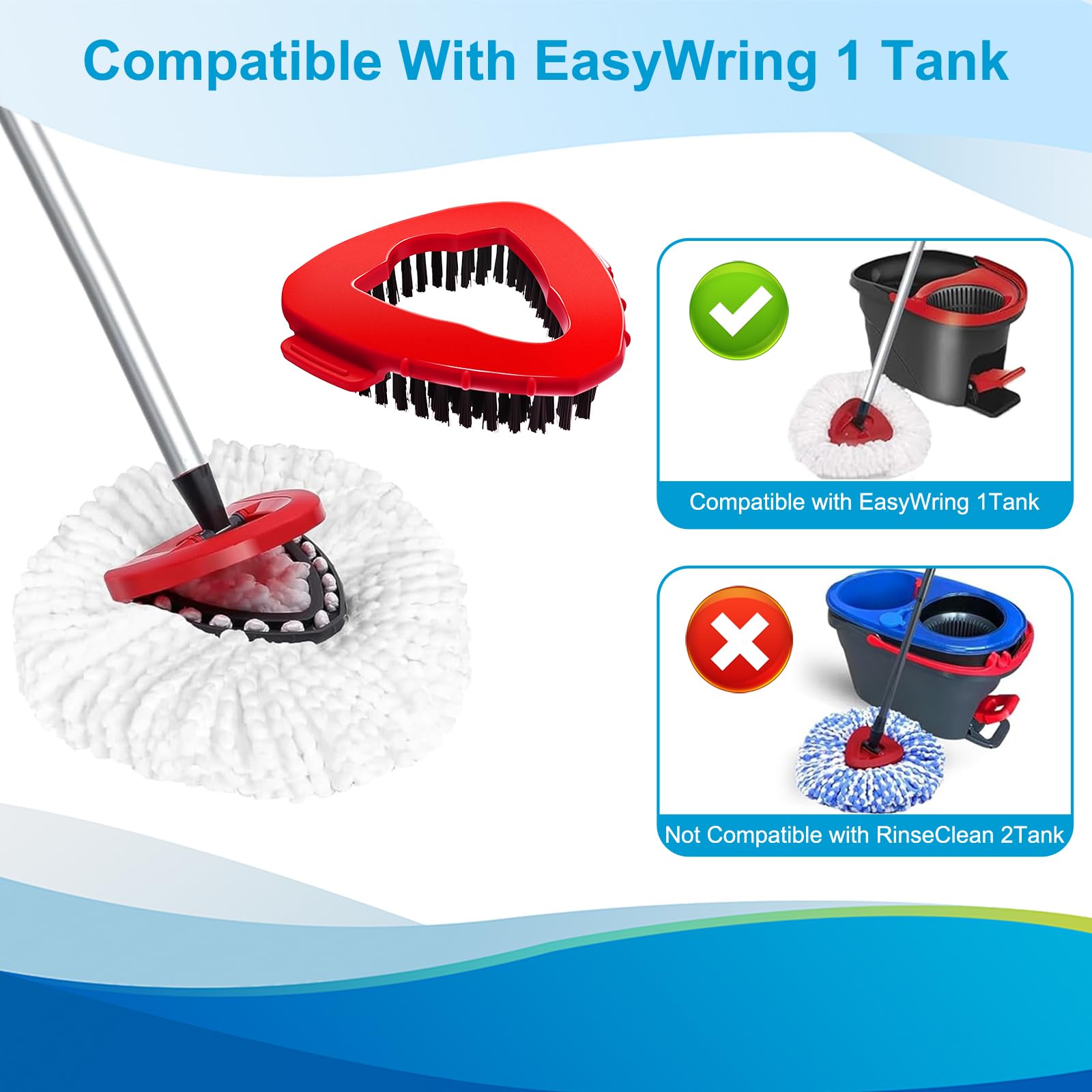 Mop Head Replacement for O Cedar, Spin Mop Replacement Head for Ocedar Easywring 1 Tank System, Mop Heads Includeds 6 Mop Replacement Heads, 1 Spin