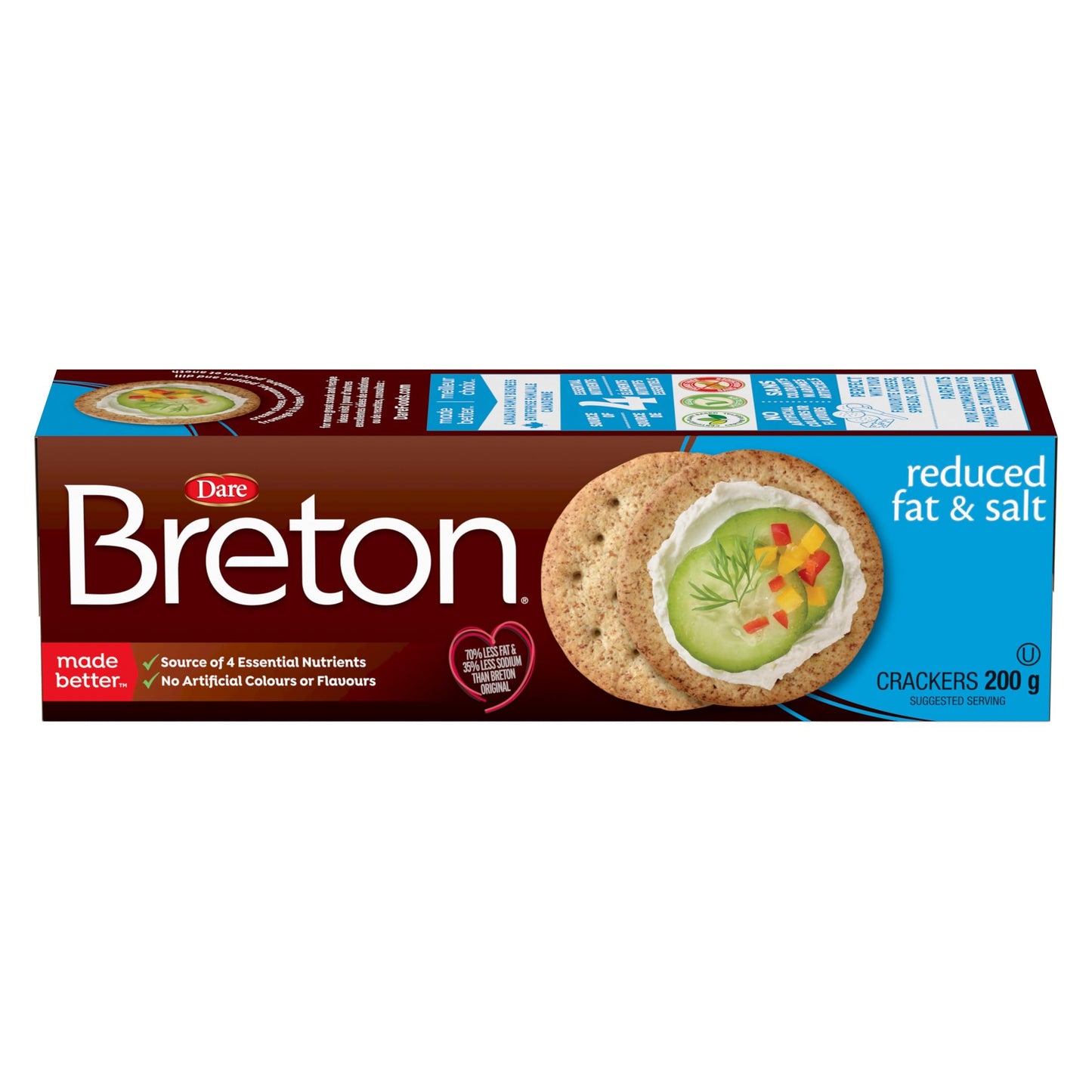 Breton Reduced Fat & Salt - Crackers with 70% Less Fat and 35% Less Sodium than Breton Original 200g