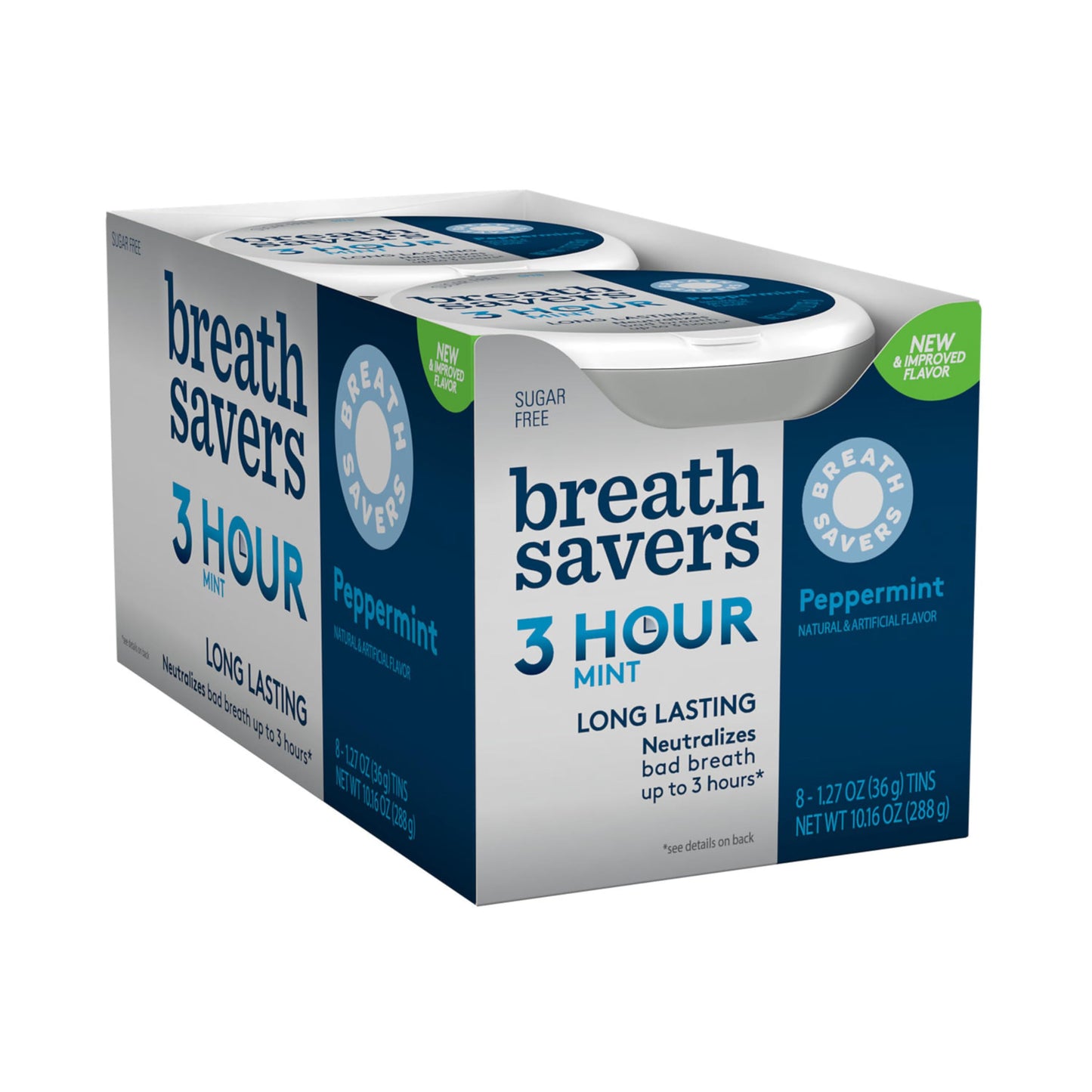 BREATH SAVERS Peppermint Flavored Sugar Free Breath Mints Tins, 1.27 oz (8 Count)