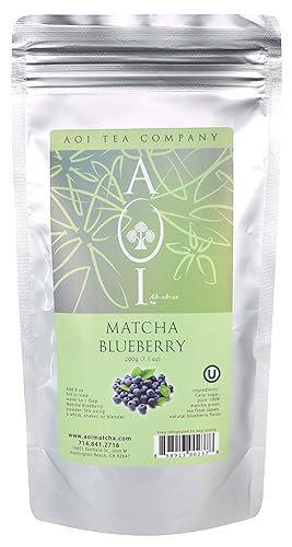 AOI Tea - Matcha Blueberry - Green Tea Powder Blend - 200 grams (7.1 Ounces)