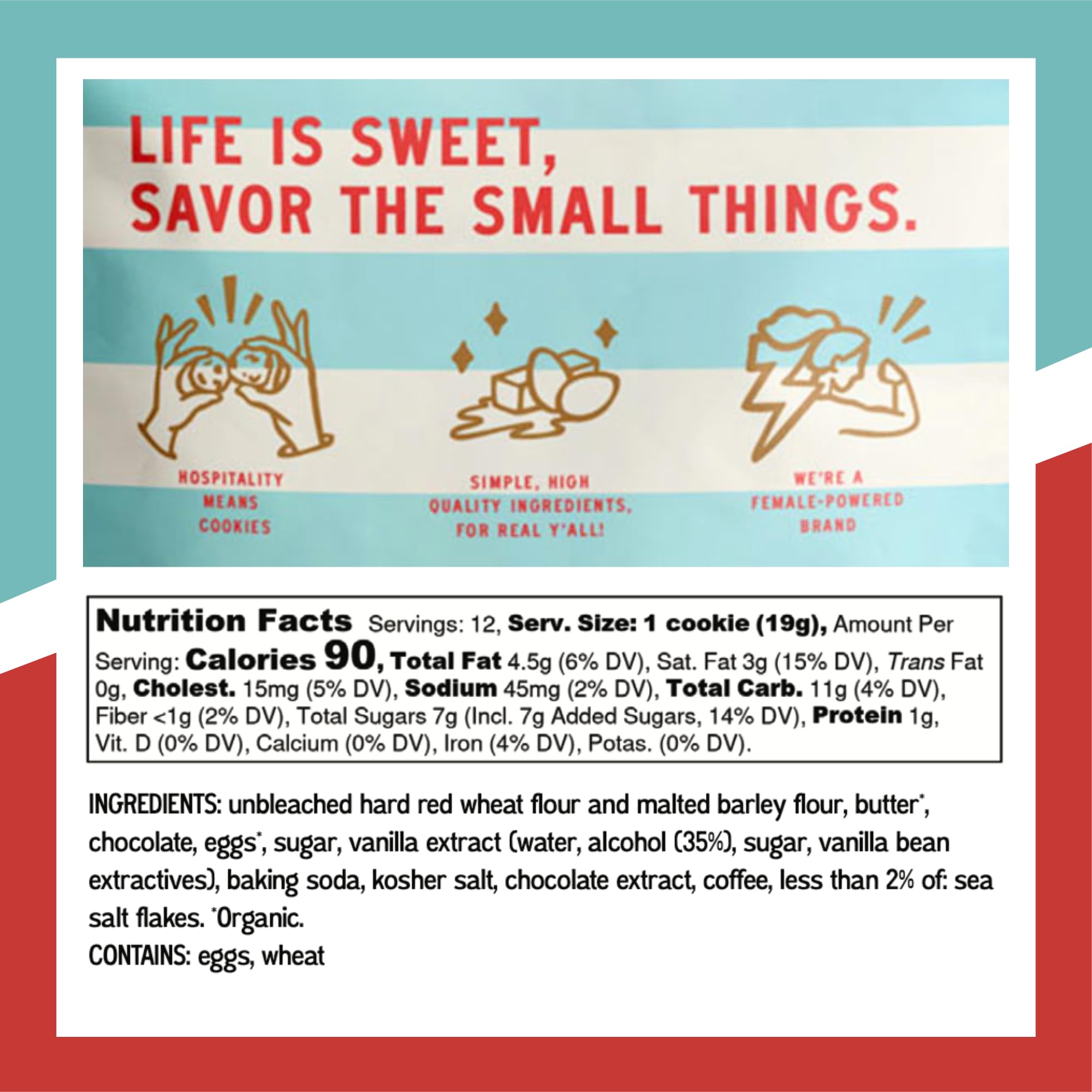 Bell's Reines Chocolate Chip Cookies With Sea Salt, Soft Gourmet Small Batch, Healthy Snacks, Bakery Fresh 12-Cookie Bag