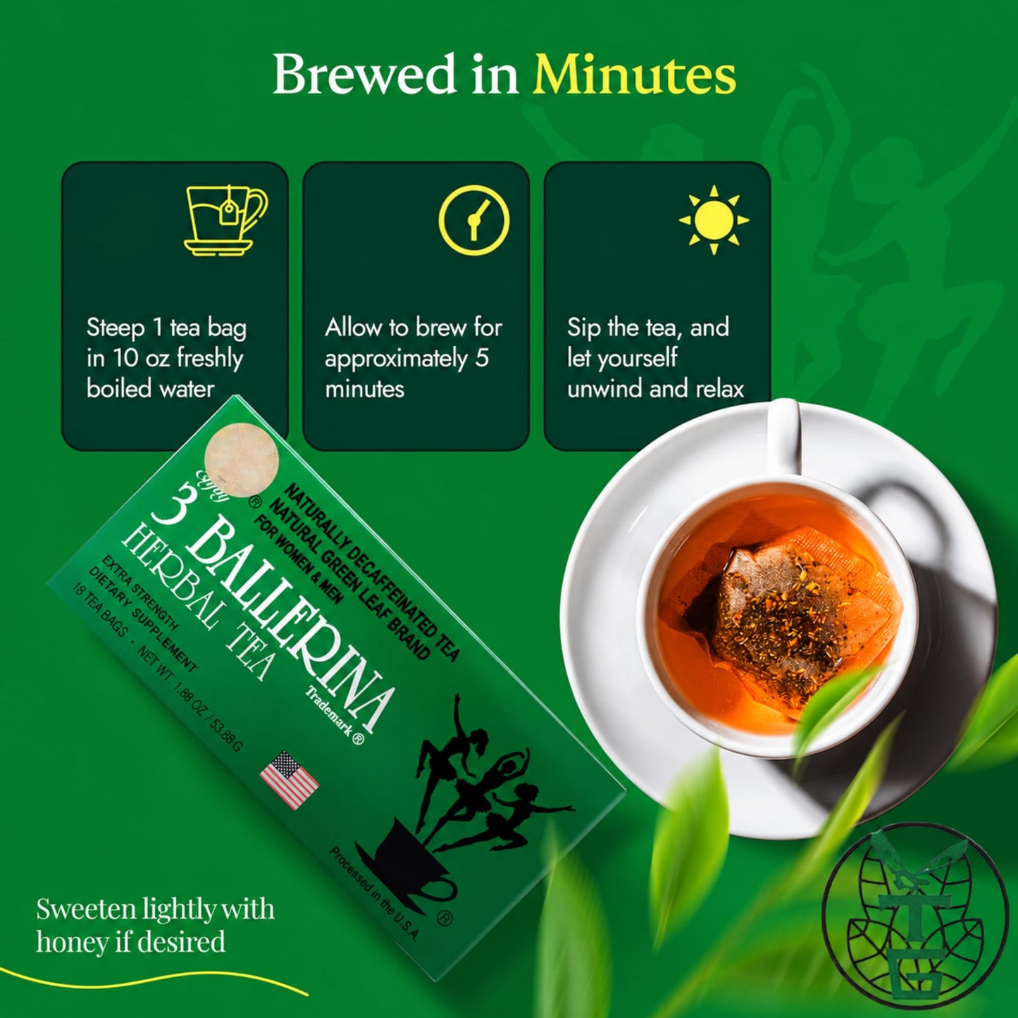 3 Ballerina Herbal Tea Drink Extra Strength Herbal, 18 Count (Pack of 2)