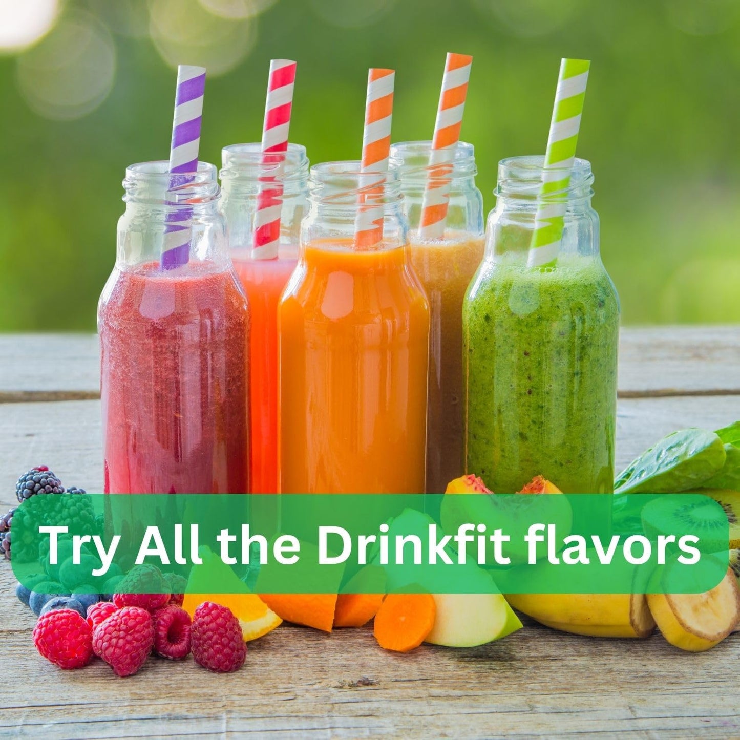 DrinkFit Fruit Smoothie | Real Fruit Puree, Low Sugar, Gluten-Free & Non-GMO, Strawberry Smoothie Mix - Makes 32 Smoothies, 64 Fl Oz