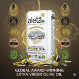Aleta Farms Extra Virgin Olive Oil, USDA Organic, Single Estate PDO Polyphenol Rich, Cold Pressed, Global Gold Awards, Kosher, 33.8 Fl oz, (1 Ltr)