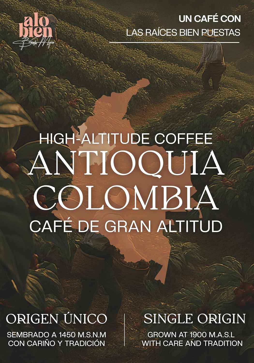 Alo Bien Specialty Coffee (Whole Bean) 1 LB. - Café Especial Colombiano Tostado By Beta Mejía 2 Pack